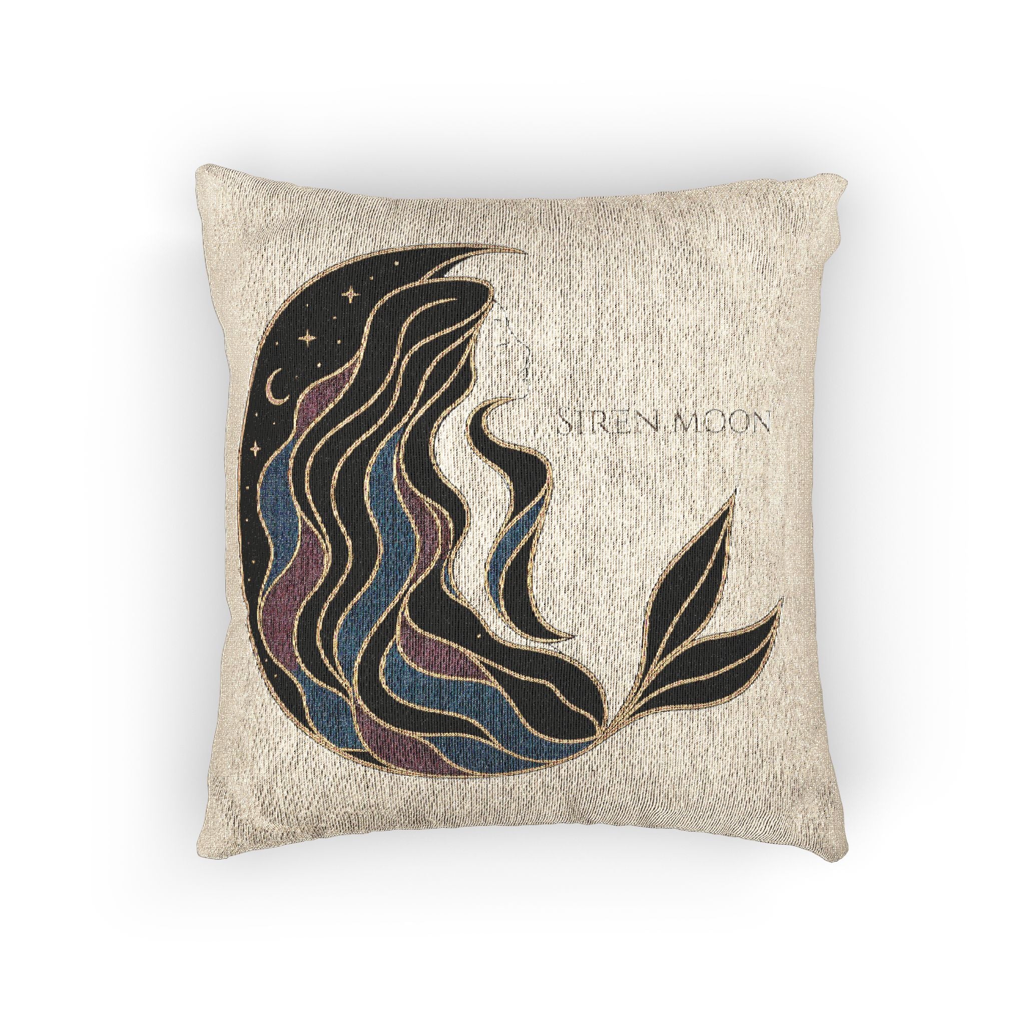Siren Moon Woven Throw Pillow | Celestial Coastal Decor
