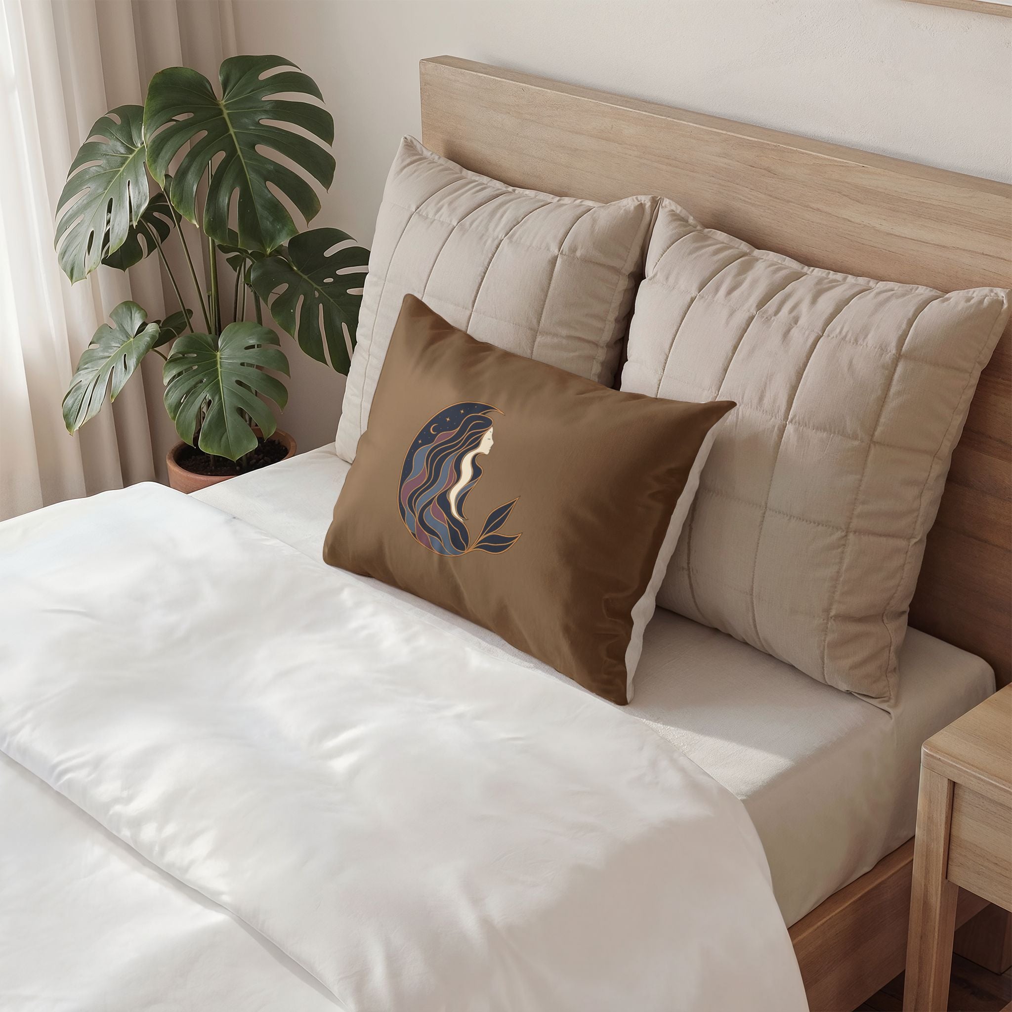 Siren Moon Celestial Pillow Sham Cover | Boho Coastal Bedding