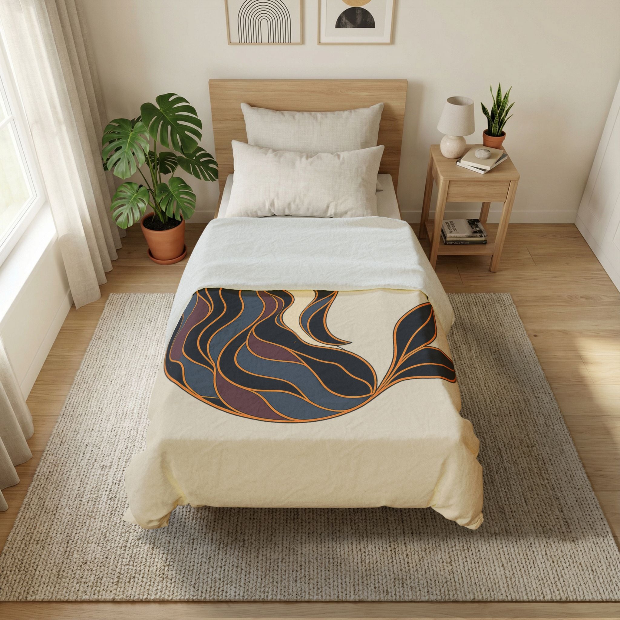 Siren Moon Cotton Duvet Cover | Boho Celestial Coastal Bedroom Decor