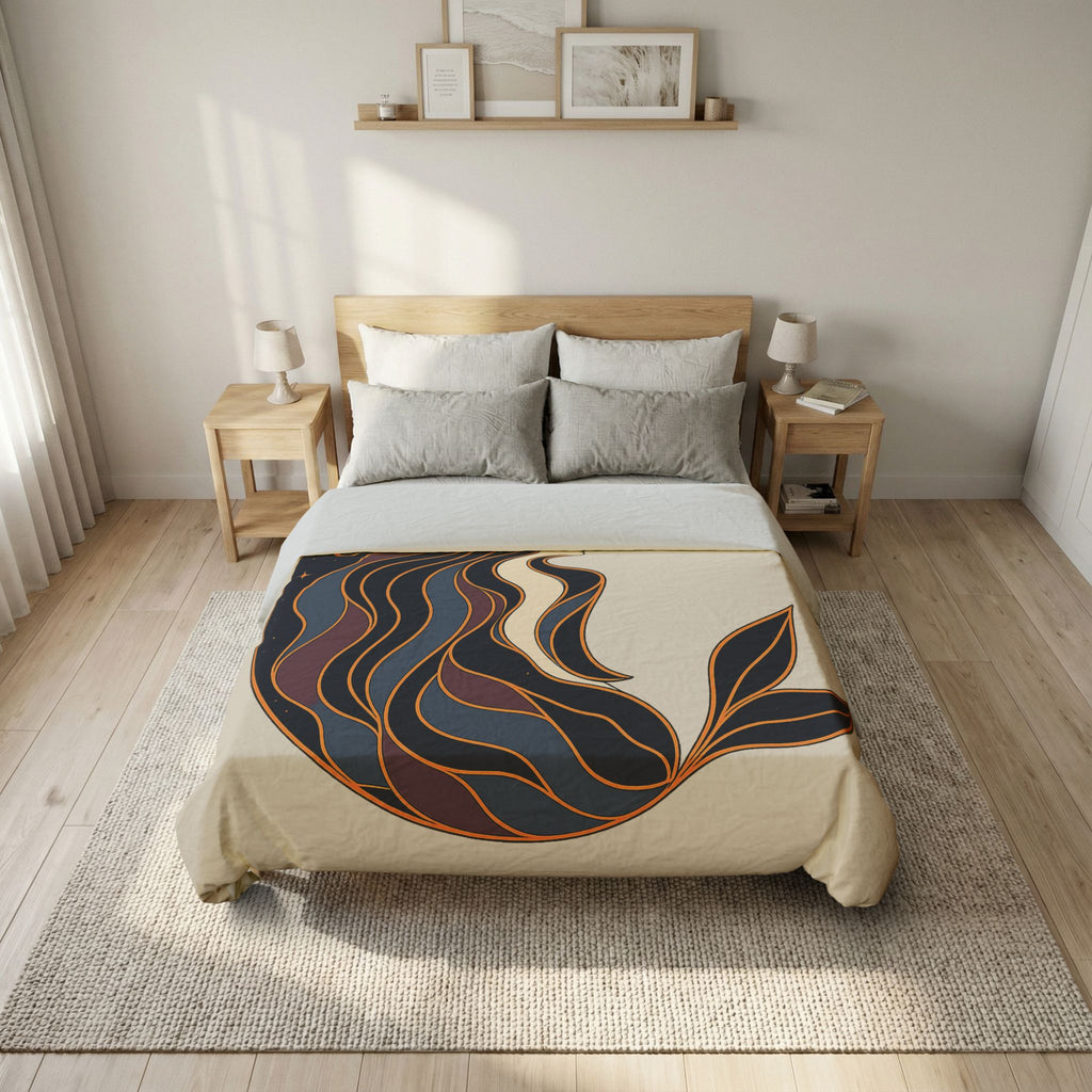 Siren Moon Cotton Duvet Cover | Boho Celestial Coastal Bedroom Decor