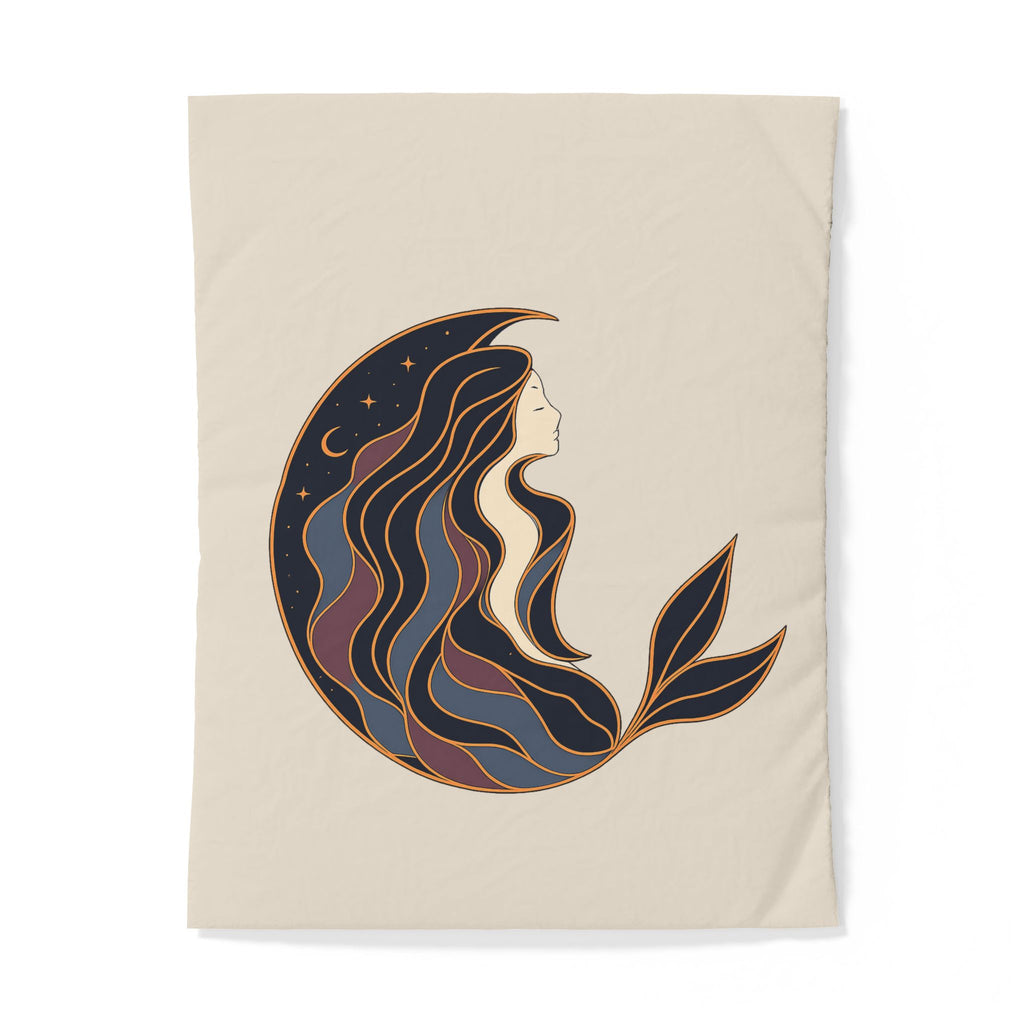 Siren Moon Cotton Duvet Cover | Boho Celestial Coastal Bedroom Decor