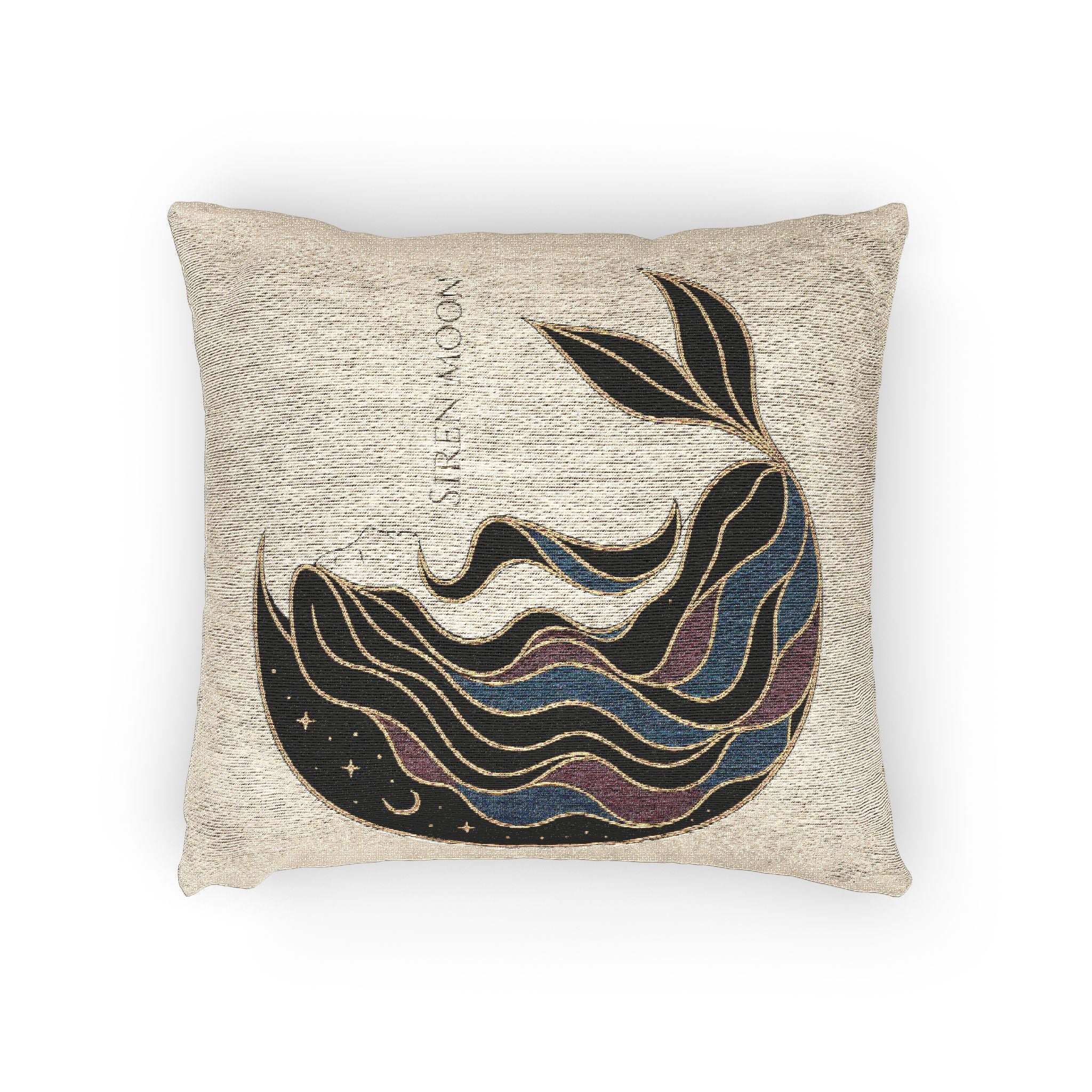 Siren Moon Woven Throw Pillow | Celestial Coastal Decor