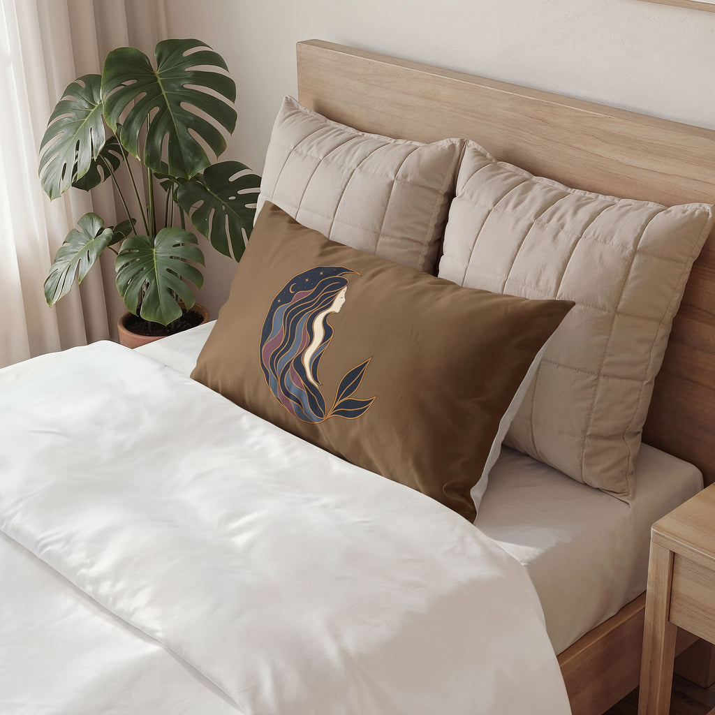 Siren Moon Celestial Pillow Sham Cover | Boho Coastal Bedding