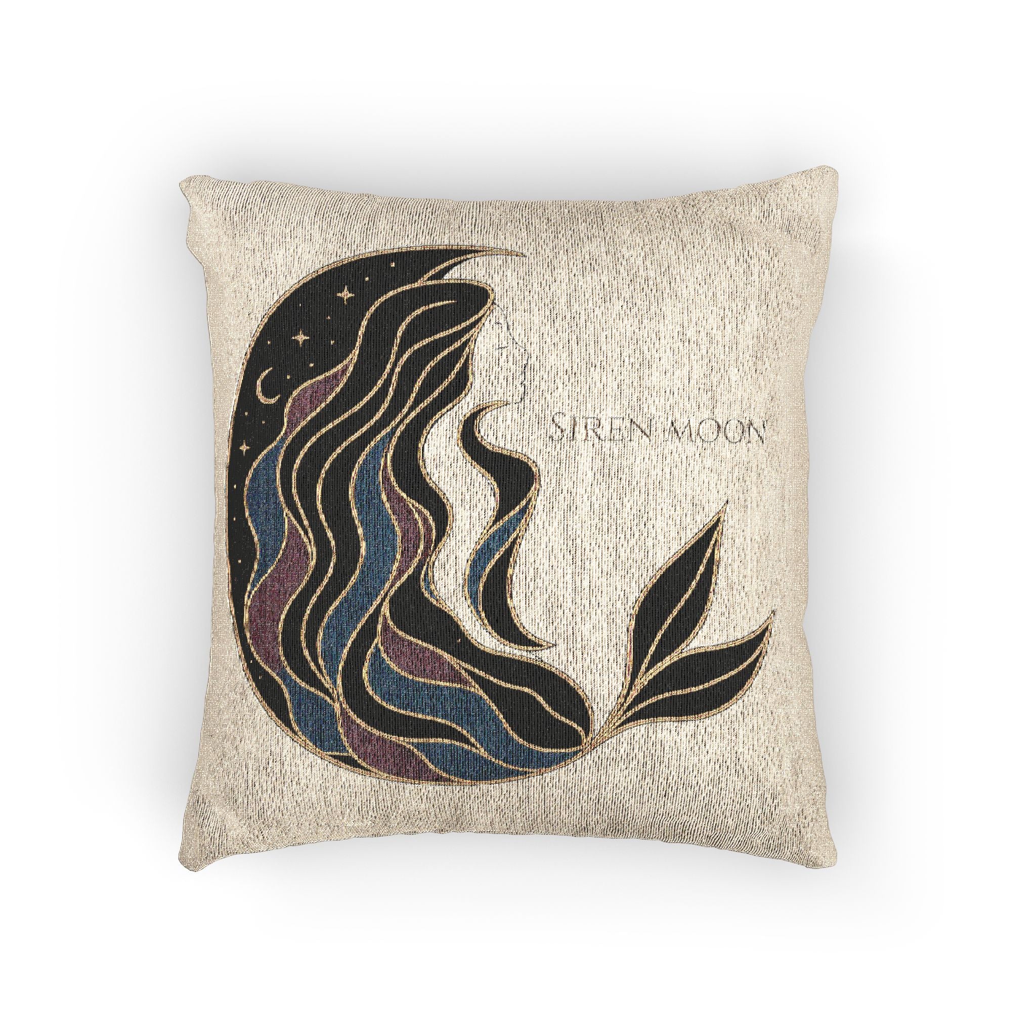 Siren Moon Woven Throw Pillow | Celestial Coastal Decor