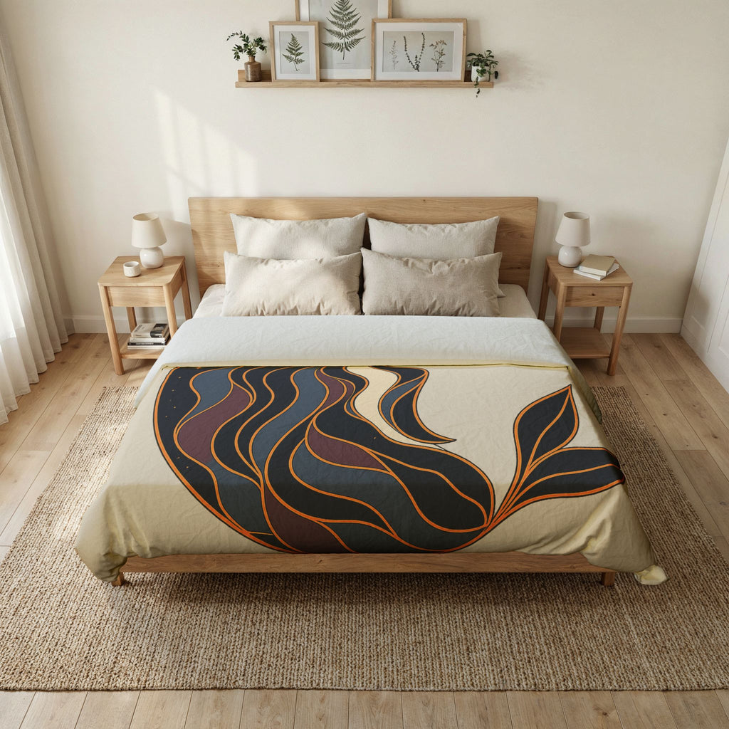 Siren Moon Cotton Duvet Cover | Boho Celestial Coastal Bedroom Decor