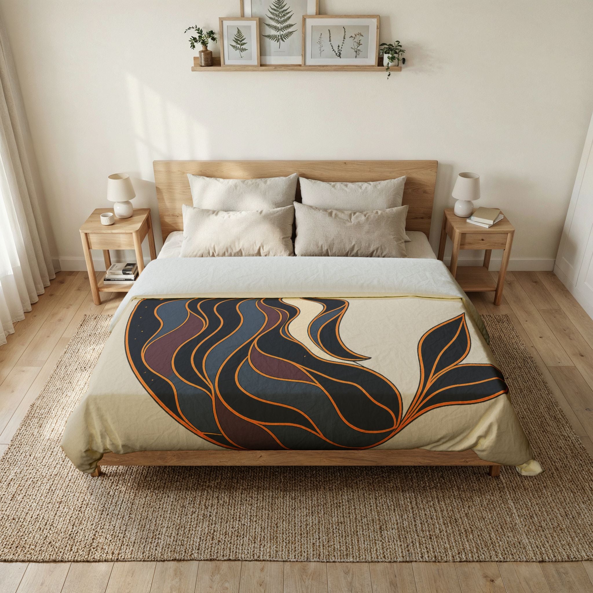 Siren Moon Cotton Duvet Cover | Boho Celestial Coastal Bedroom Decor