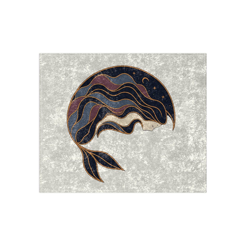 Siren Moon Crushed Velvet Throw Blanket | Boho Celestial Coastal Decor