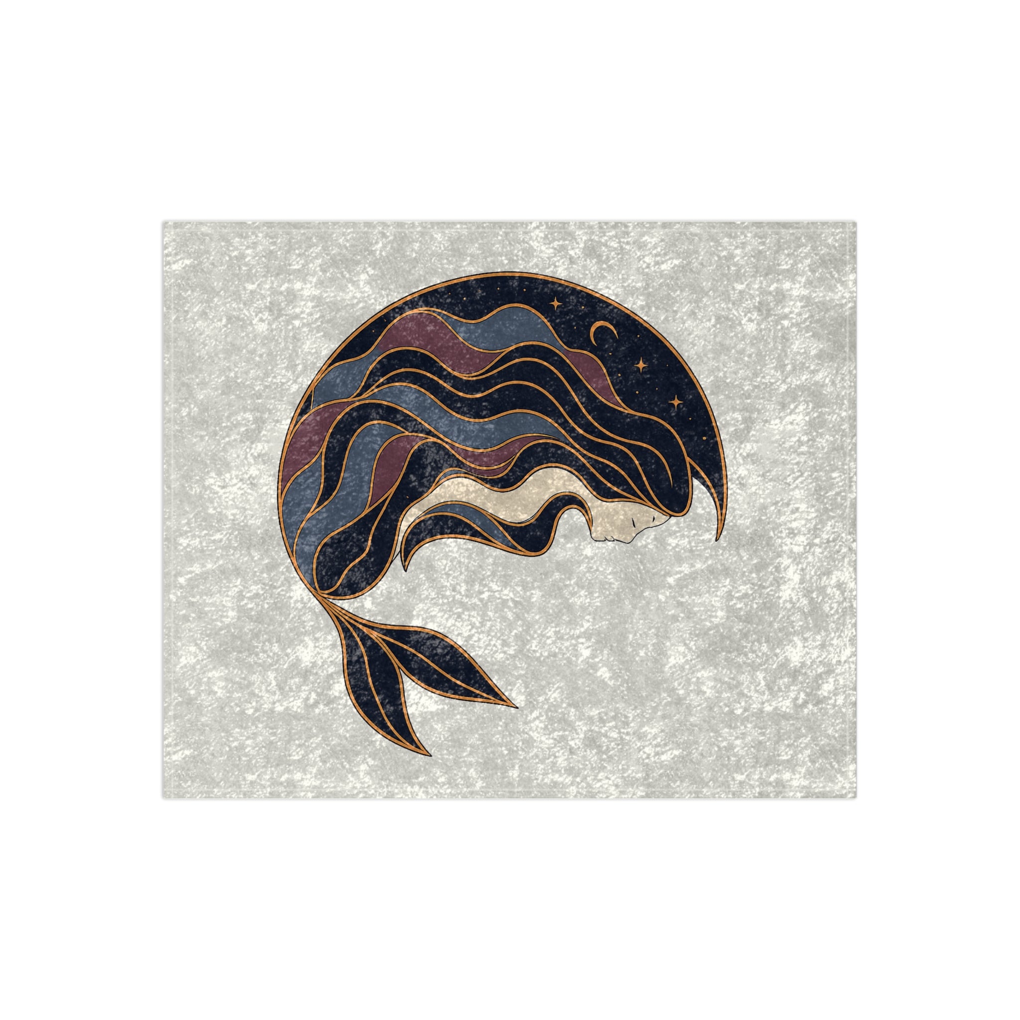 Siren Moon Crushed Velvet Throw Blanket | Boho Celestial Coastal Decor