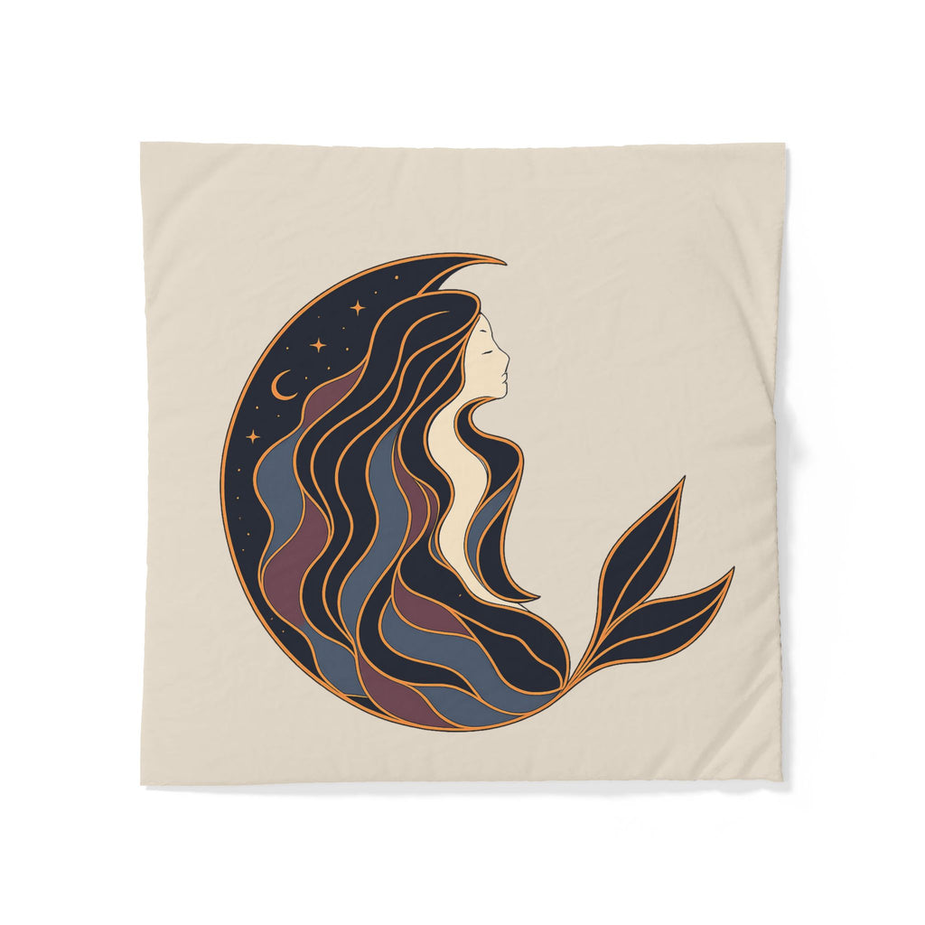 Siren Moon Cotton Duvet Cover | Boho Celestial Coastal Bedroom Decor